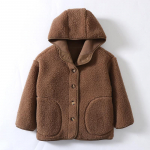 Laste lambavillast jope, s&uuml;gistalvine fliis, soe kapuuts Teismelised Laste karusnahast &uuml;ler&otilde;ivad igap&auml;evane vabaaja 4&ndash;18-aastaste laste topid Riided 140cm pruun