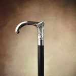 Cane 91.44 cm, Wooden Cane , Classic Handle, Silver and Black, Gift for Grandpa or Grandma