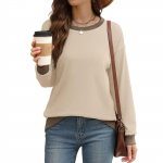 Naiste kevad- ja s&uuml;gisspordis&auml;rk, &uuml;mmargune kaelus, pikkade varrukatega, avara &uuml;laosaga, v&auml;rviga blokeeritud sooniku &auml;&auml;r Moodne L kohv