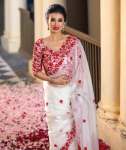 Peokleit Disaineri Raske Organza Tikitud Saree India Naistele Bollywood Etniline Sari Pluus XS-34 valge