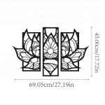 Metallist mandala seinakaunistus 3D seina siluett skulptuur Must lootose lill Rippseina sisekujundus Elutoa kodukaunistus helehall v&auml;rv