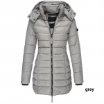 Naiste talvine pikk mantel Paks soe kapuutsiga puuvillane polsterdatud puhvis jope S punane