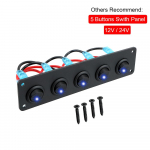 5 Gang Rocker l&uuml;litipaneeli valguse l&uuml;litiga digitaalne pingeekraan 4,2 A USB-laadijate port autole m&otilde;eldud haagissuvilale universaalne 12 V 24 V