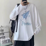 Tr&uuml;kitud s&uuml;gistalvine kampsun meeste kevad ja s&uuml;gis 2024 Korea uus &uuml;mmargune kaelus, vaba topp &scaron;ikk Hongkongi stiilis trendikas M valge