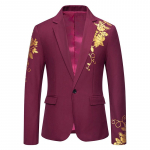 Uus Mood Paisley Kuumstantsitud Tr&uuml;kk Meeste &Uuml;likonnajakk Vabaaja &Auml;ri Pulm Slim Fit &Uuml;likond &Uuml;he N&ouml;&ouml;biga &Uuml;likond Peojakk Kontor US XXL veini
