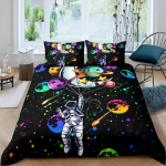 Astronaut tekikottide komplekt Astronaut m&auml;ngib kitarri voodipesukomplekt teismeliste poistele lastele Galaxy Stars kosmosest pol&uuml;estrist lohukott 70x133cm 2pcs
