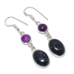 Purple Sunstone Handmade 925 Sterling Silver Jewelry Earring 1.89 g3p66