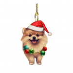 J&otilde;ulukoer, tahavaatepeegel, ripats, autodekoratsioon, armas kutsikas j&otilde;ulum&uuml;tsiga j&otilde;ulupuu kaunistused autotarvikud Dog