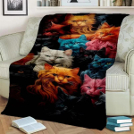 Soe ja hubane armas kassi mustriga flanelltekk diivanile, voodile, diivanile, kontorisse - pehme ja rahustav digitaaltr&uuml;kiga visketekk 30x40in