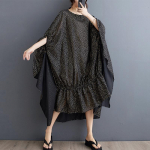 Suvine stiil kleit nahkhiire varrukatega elegantne vaba pikk kleit p&otilde;hiline must kleit One Size must