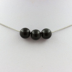 Pierres et Min&eacute;raux. Collier 3 perles Obsidienne noire 8 mm. Chaine en acier inoxydable Collier femmes, hommes. Taille personnalisa