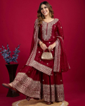 India Pakistani Bollywood Sharara Salwar Suit Naiste Disainer Salwar Kameez Komplekt Kleit M vaarika