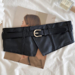 Moodne PU-nahast lai rihm korsett, naiste naiste must &otilde;huke keha eesmine t&otilde;mblukk side v&ouml;&ouml;rihm Elastne kaunistus kleidi &uuml;likonna rihmad must