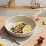 Maifan Stone'i mittenakkuva kattega praepann steigi, pannkookide ja koduseks kasutamiseks, sobib induktsioonpliitide ja gaasipliitidega 24cm with lid