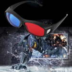 Punased sinised 3D-prillid, must raam m&otilde;&otilde;tmetega Anagl&uuml;&uuml;f-teleri filmide jaoks