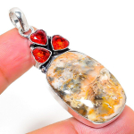 Leopard Skin, Garnet Handmade 925 Sterling Silver Pendant 2.21 y5b59