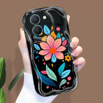 Armas koomiksimustriga kreemjas tekstuuriga korpus, lainelise servaga pehme silikoonkaanega telefoni&uuml;mbris Vivo jaoks Vivo Y20 puhas