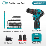 YOFIDRA 16.8V harjadeta elektriline puur 90NM l&ouml;&ouml;kmutrikeeraja 20+3 p&ouml;&ouml;rdemomendi seadistusega 2-k&auml;iguline reguleeritav kruvikeeraja l&ouml;&ouml;kpuur v&otilde;imut&ouml;&ouml;riist 2 Battery-EU Plastic Box