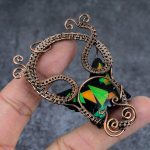 Ammolite Handmade Copper Wire Wrap Jewelry Pendant 3.15 r1h99