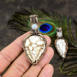 Wild Horse, Moonstone Copper Wire Wrap Jewelry Pendant 2.92 d1v16