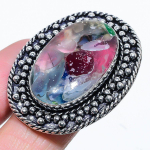 Dicorich Glass Handmade 925 Sterling Silver Jewelry Ring Size 7 c1c46