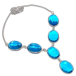 Swiss Blue Topaz Handmade 925 Sterling Silver Jewelry Necklace 18 f6p01
