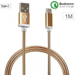 USB Type-C kaabel - Kuldne metall - 1M - &Uuml;hildub mitme nutitelefoniga - USB Type-C pistik