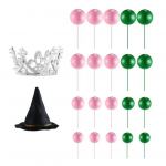 42 tk N&otilde;ia Torditopper Peokaunistus Mini Roosa Roheline &Otilde;hupallid Koogitopper H&otilde;bedane Kroon Must N&otilde;iak&uuml;bara Komplekt N&otilde;ia Teemaline S&uuml;nnip&auml;evapidu jaoks 1 Set