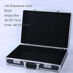 Kaasaskantav alumiiniumist kandekohver parooliga, ohutusvarustuse ja instrumentide hoiustamiseks, reisimiseks, k&auml;eshoitav t&ouml;&ouml;riistakast lukuga L45 Black Password Empty box