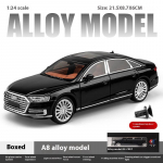 1/24 m&otilde;&otilde;tkavas A8 sulamist auto mudel, Poiste m&auml;nguauto kingitus, Metallist survevalu sedaanauto mudel, Simuleeritud heli ja valgusega laste m&auml;nguasjad must