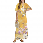 Naiste Mood Tr&uuml;kiga &Ouml;&ouml;s&auml;rk Koduriided L&uuml;hikeste Varrukatega Taskutega &Ouml;&ouml;s&auml;rk Pikk Kleit L must