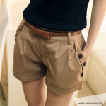 Women Fashion Solid England style Mid Waist Casual Summer Shorts Pants L