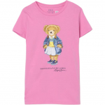 Polo Ralph Lauren T-s&auml;rk logoga karumustriga &uuml;mmarguse kaelusega l&uuml;hikeste varrukatega laste pluusid roosa 313965154-001 S