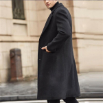 Uus Briti meeste pikk tuulejope villane mantel &uuml;hev&auml;rviline lihtne ja elegantne villane mantel 5XL must