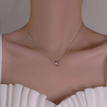 L&auml;ikiv tsirkoon roosa s&uuml;damega kaelakee ripats naistele t&uuml;drukutele peo v&otilde;lu ehted kaelakee rangluu kett Kingitused