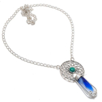 Natural Sodalite, Malachite 925 Sterling Silver Jewelry Necklace 18 n2o13