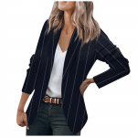 Naiste jope pikkade varrukatega kardigan kraega triibuline &uuml;he nupuga &auml;ri- ja vabaaja topp XXXXL