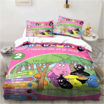 3D multikakomplekt B-Barbapapa tekikott ja padjap&uuml;&uuml;rid Pehme nahas&otilde;bralik &Uuml;hekordne King suurus Lastele S&uuml;nnip&auml;evakingitus Au Double 180x210cm