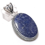 Natural Lapis Lazuli Gemstone 925 Sterling Silver Jewelry Pendant 2.17 h3e73