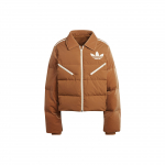 Adidas Originals Sametpuffer Logotr&uuml;kiga ja T&otilde;mblukuga Kraega Naiste &Uuml;ler&otilde;ivad Pruun IB2028 L