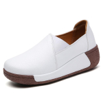 Naised Ema Naised ehtsast nahast kingad Platvorm Flats Loafers Slip On Korean Plus Size 41 42 Vulkaniseeritud kingad 40 pruun/valge