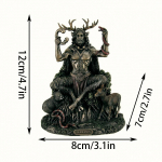 Cernunnose Sarvedega Loomajumal Skulptuur Vaik Maastik Alamaailma Figuur Kuju Kodu Kontor Pood Dekoratsioon Ornament 12x8x7cm