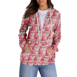 Naiste kapuutsiga dressipluusid Trendikad topid Vabaaja s&uuml;gisemood Pikkade varrukatega taskutega pusa Pullover Kerge XXL roosa