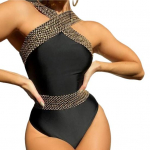 Stiilne bodysuitsu varrukateta ujumistrikoo Skinny Slim Fit suvine naiste rannariietus L must