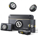 Hollyland Lark M2 juhtmevaba mikrofon iPhone'ile/kaamerale/Androidile/PC-le, 48kHz/24-bitine k&otilde;rge helikvaliteet, 300m ulatus, YouTube, Vlog, voogedastus must