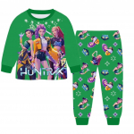 2 tk Filmi K-pops Deemonik&uuml;tid Kawaii Pidžaamakomplekt T&uuml;druk Cosplay &Ouml;&ouml;riided Anime Pikkade varrukatega topid+P&uuml;ksid F&auml;nnidele Halloweeni kingitus 140cm roheline
