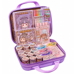 V&auml;ike Mochi Armas P&auml;evikukomplekt T&uuml;drukutele: Laste kontoritarvete kinkekarp koos p&auml;eviku, piima&otilde;li kriitide ja kleebistega Gift Box + Gucca Set 138 pcs [Purple Drawer Box]