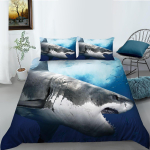 3D multifilmi loomade voodipesukomplekt Baby Shark suletekk ja padjap&uuml;&uuml;r 2/3 t&uuml;kki DE135 * 200 t&auml;issuuruses kodukaunistus Baby 100x135cm gray