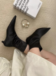 mood Seksikad Naiste Poolsaapad Chelsea Botas Must Lycra/Flokk Mood L&uuml;hikesed Saapad Tagasi T&otilde;mblukuga Keskkontsad 3cm Peopumbad Suurus 35-39 5.5