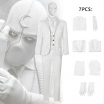 Moon Knight Cosplay Kost&uuml;&uuml;m Halloween Comic Con &Uuml;likond T&auml;iskomplekt XS valge